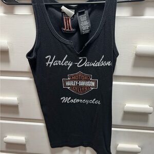 Harley-Davidson Black and Orange Logo Tank